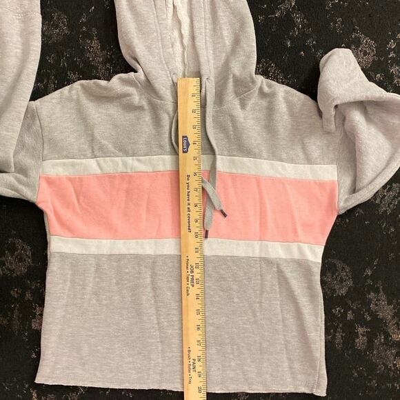 Hippie Rose Gray Pink White Size Small Hoodie Sweater USED Striped Comfy Grey - Picture 6 of 12